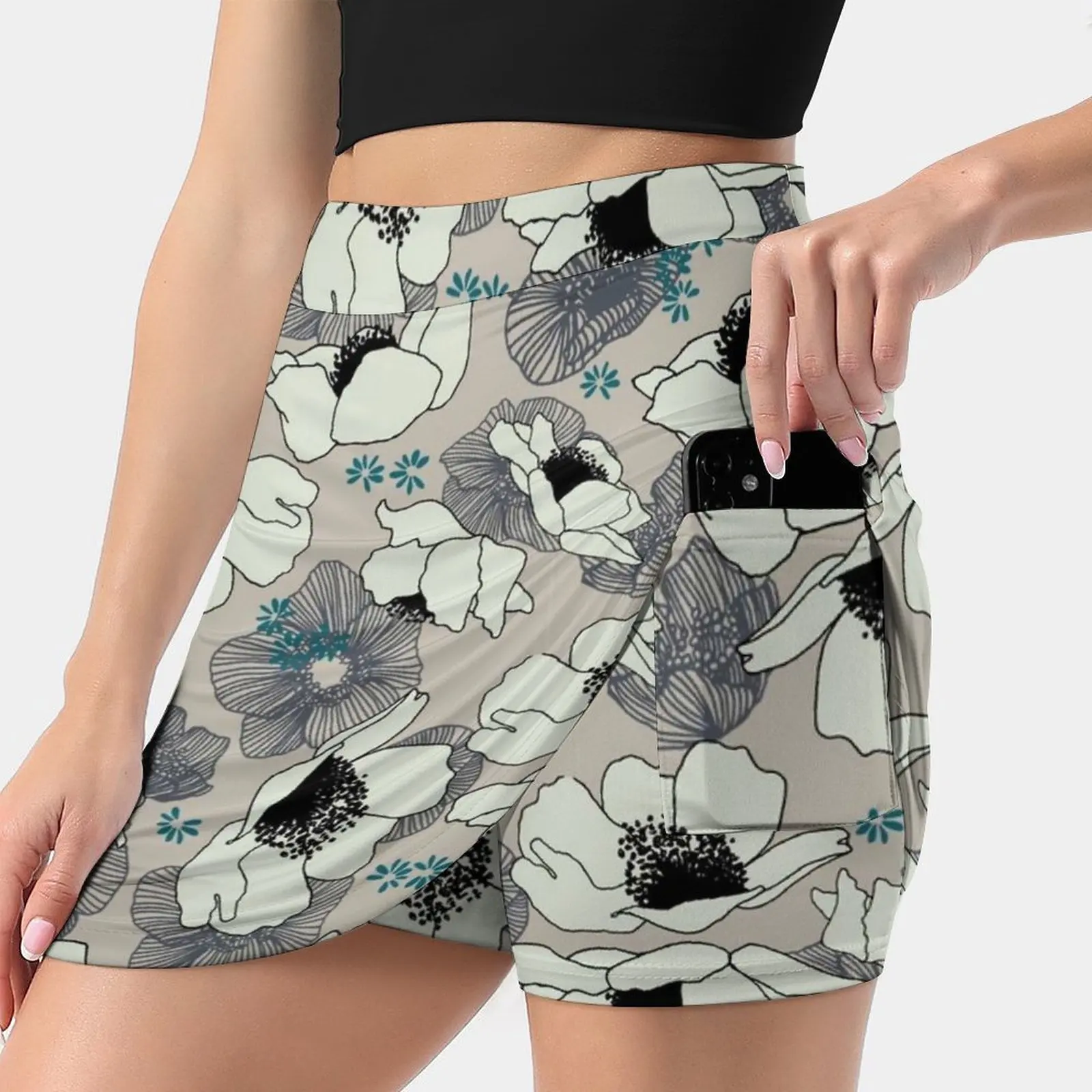 

Wild & Free Women's skirt Aesthetic skirts New Fashion Short Skirts Poppy Poppies Flower Flowers Handdrawn Handpainted Garden