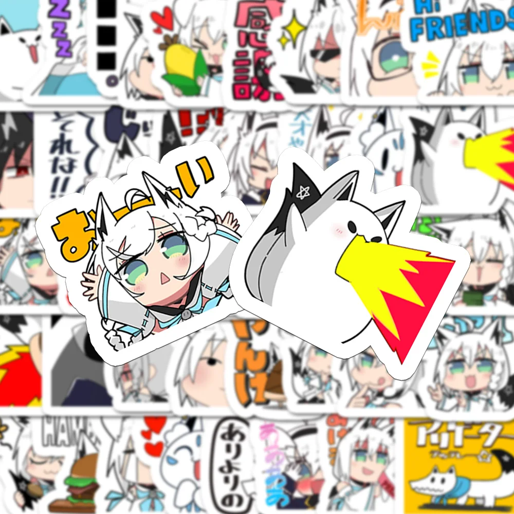 40pcs Cartoon Hololive Shirakami Fubuki Stickers DIY Diary Laptop Phone Luggage Skateboard Graffiti Decals Sticker Gift Toy