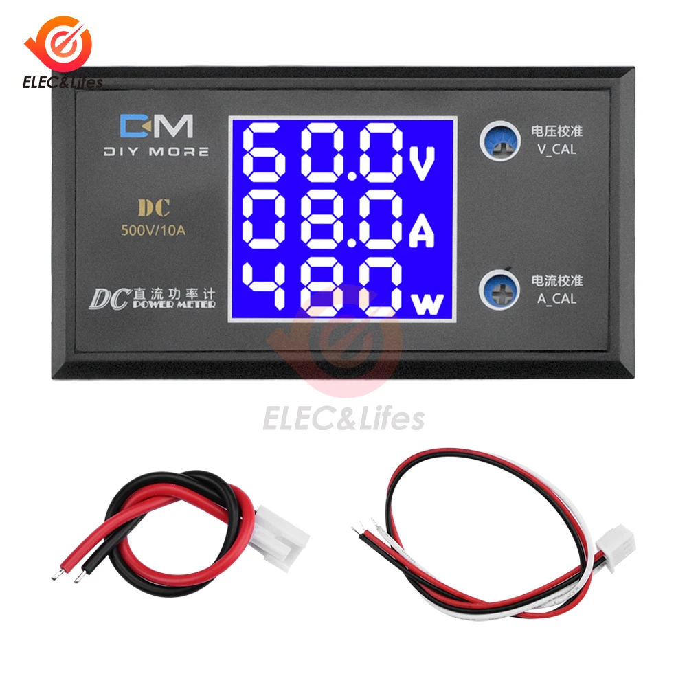 DC 0-50V 0-100V 0-500V 5A 10A LCD Digital Voltmeter Ammeter Wattmeter Current Energy Meter Detector Tester for Electrician Tool