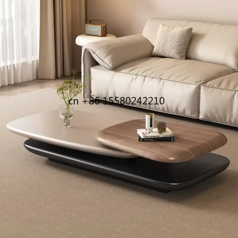 for Italian Designer Creative Rotating Coffee Table Floating Large High-end Wood Table for Household Living Room