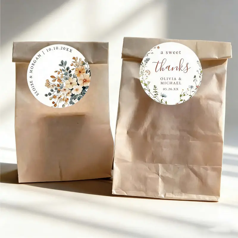 

Personalized Round Circle Label Stickers Custom Name Date Thank You Stickers for Bridal Shower Party Favors