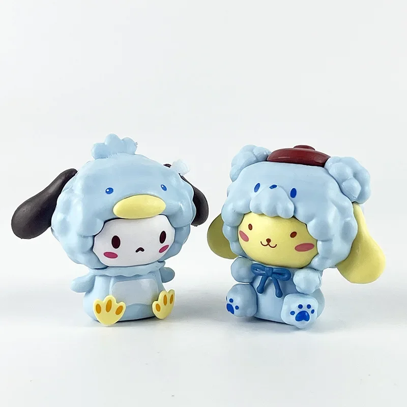 Figura melodia cross-dressing cabeça de ovelha sanrio kulomi menina coração bolo ornamento boneca máquina ovo torção caixa cega