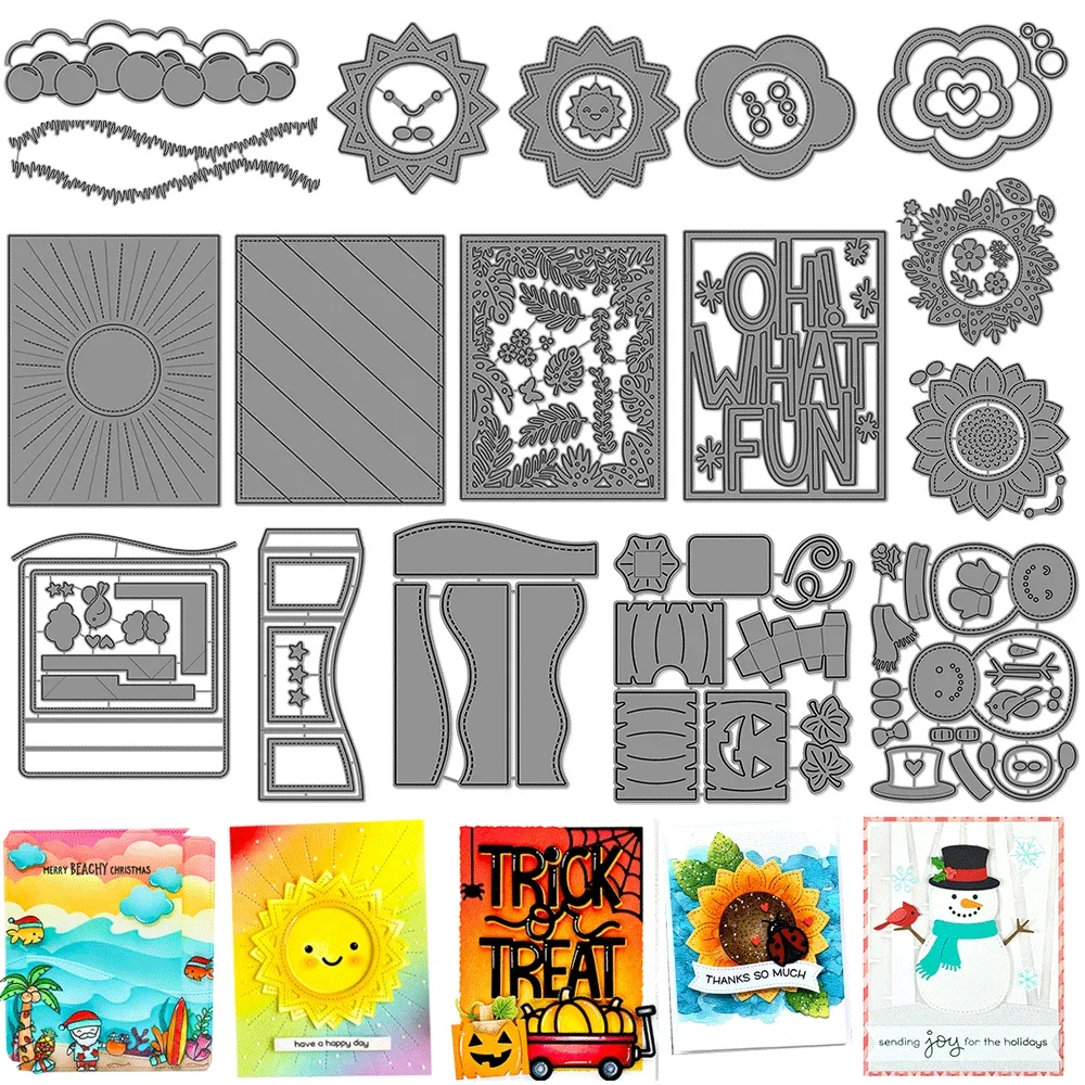 Sunburst Hintergrund Metall-Stanzformen, Prägung, gestanzt, zum Bauen eines Schneemanns, für DIY-Kartenherstellung, Scrapbooking, Bastelbedarf