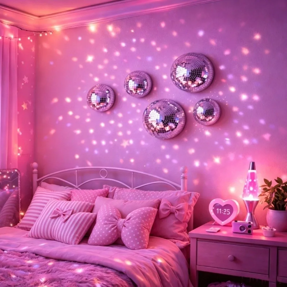 5Pcs Metallic Disco Ball Half Wall Decor Semicircle Light-refracting Dome-shaped Disco Wall Decor Adhesive-backed