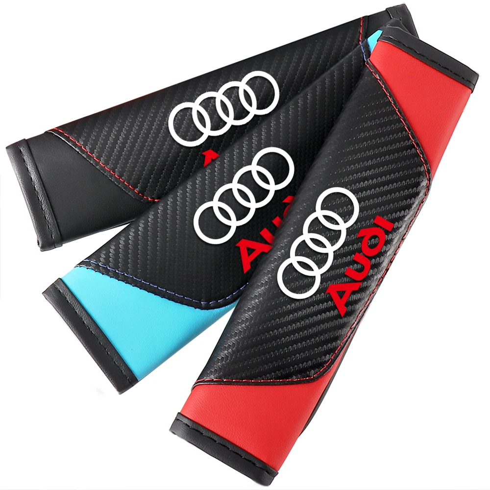 1/2PCS Color Blocked Leather Car Seat Belt Shoulder Pad Protection Accessories For Audi Sline A1 A3 A4 A8 A5 A6 Q1 Q2 Q5 Q7 Q3 view 5