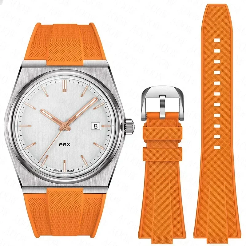 

Для Tissot PRX T137.407/T137.410: быстросъемный силиконовый ремешок Super Player 40 мм, мужской выпуклый резиновый браслет для часов 12 мм