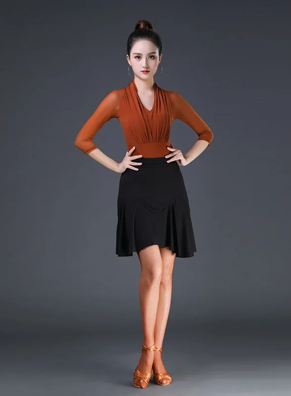 Latin Dance Rok Nieuwe Stijl Trainingskleding Dames Volwassen Half Rok Fishtail Rok Onderkant Jurk Wedstrijd Dance Performance