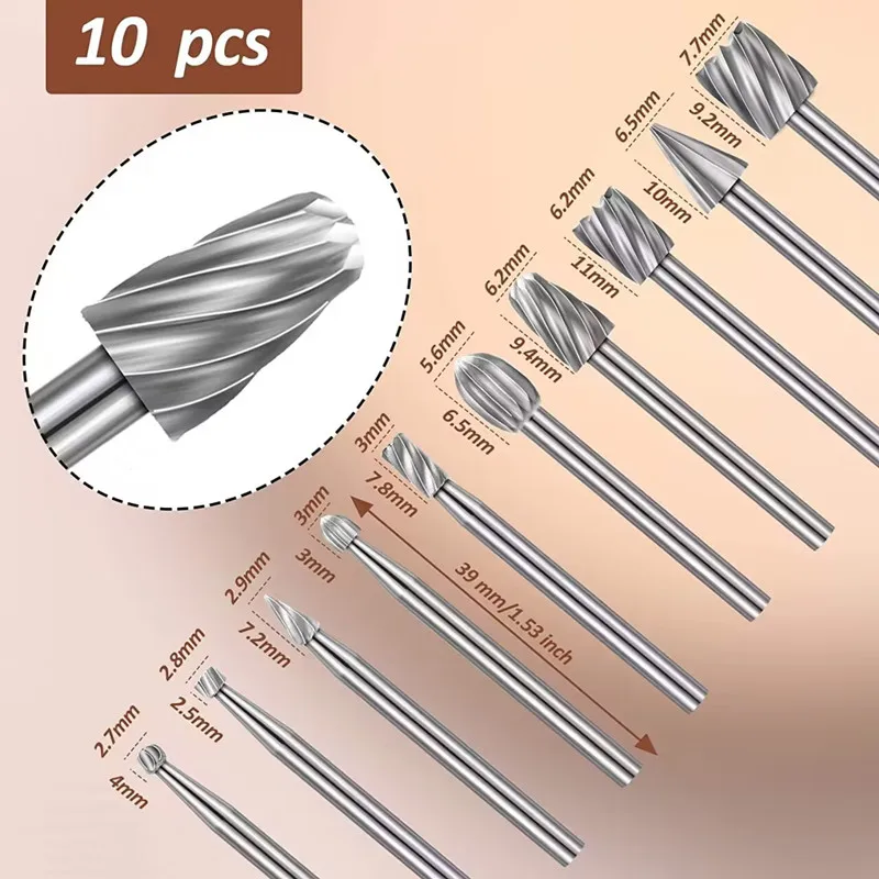 Imagem -03 - Escultura em Madeira e Gravura Drill Bit Conjunto para Faça Você Mesmo Bit e Hss Carboneto Fresagem Rebarbatanas Acessórios de Broca 15 Pcs