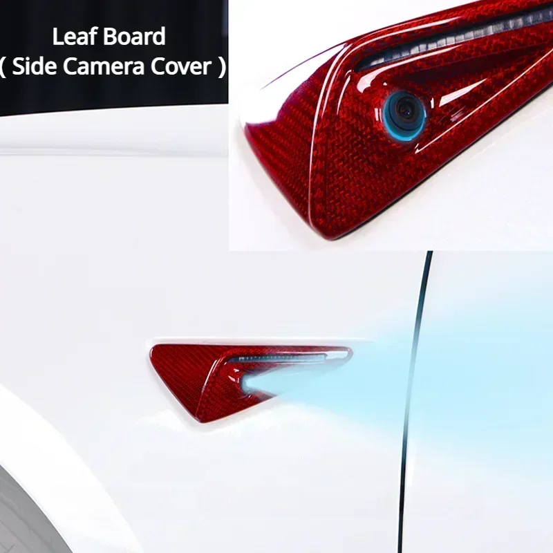 Side Camera Cover 100% Real Carbon Fiber Sticker Leaf Board 3K 240G Dry Carbon for Tesla Model 3/Y/X/S/3+ Highland 2021-2024