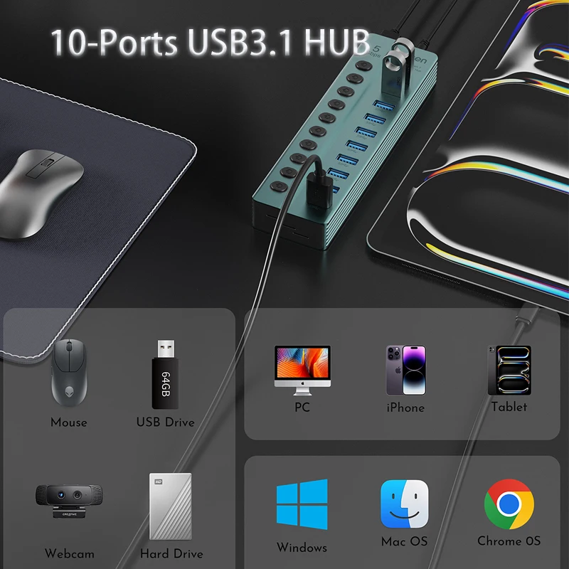 

USB-хаб-разветвитель, адаптер-удлинитель, док-станция для ноутбука, игровой хаб, многофункциональный USB-конвертер 5 Гбит/с