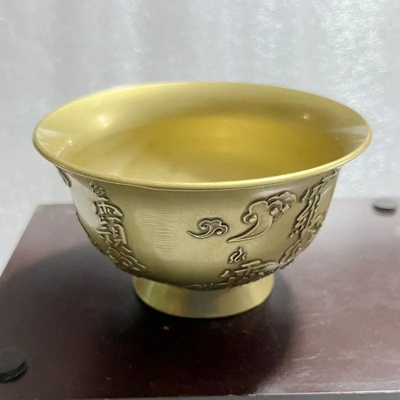 Brass bowl, copper cup, water purification cup, decorative crafts for home, purple zodiac-themed ornaments, rain-themed ornament
