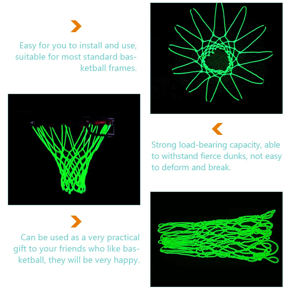 Luminous Basketball Net Portable Nylon Mesh Outdoor Sports Supply Strong Load Bearing Capacity Waterproof Practical Gift