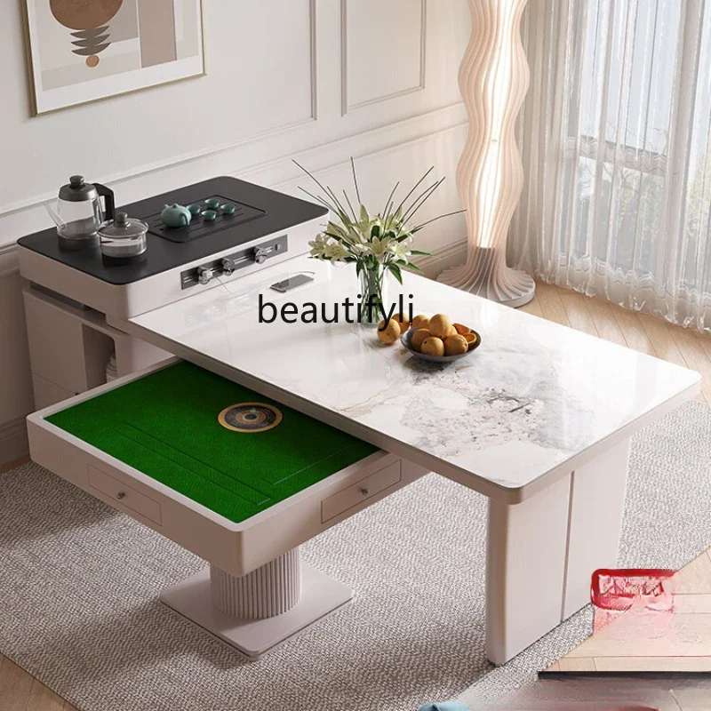 

Rock slab mahjong machine table Automatic island table Stretchable dining table Integrated dual-purpose multi-function