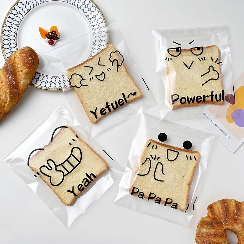 100PCs Transparent Cartoon Bags Small Ziplock Food Packaging Bags Fresh-keeping Dustproof Reclosable Candy Cookie DIY Storage