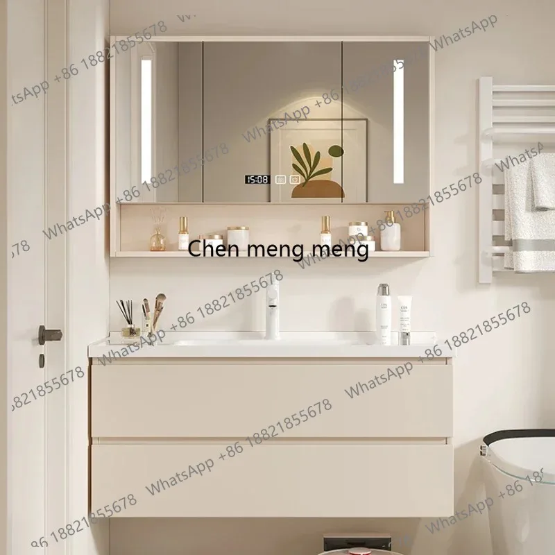 Hand Wash Basin Bathroom Cabinet Ceramic Integrated Modern Simple Washbasin Bathroom Set Mobile Bagno Room Furniture