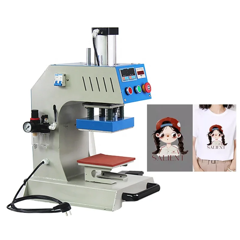 3d Fabric Logo Embossing Pneumatic Hot Stamping Machine for T-shirts Heat Press