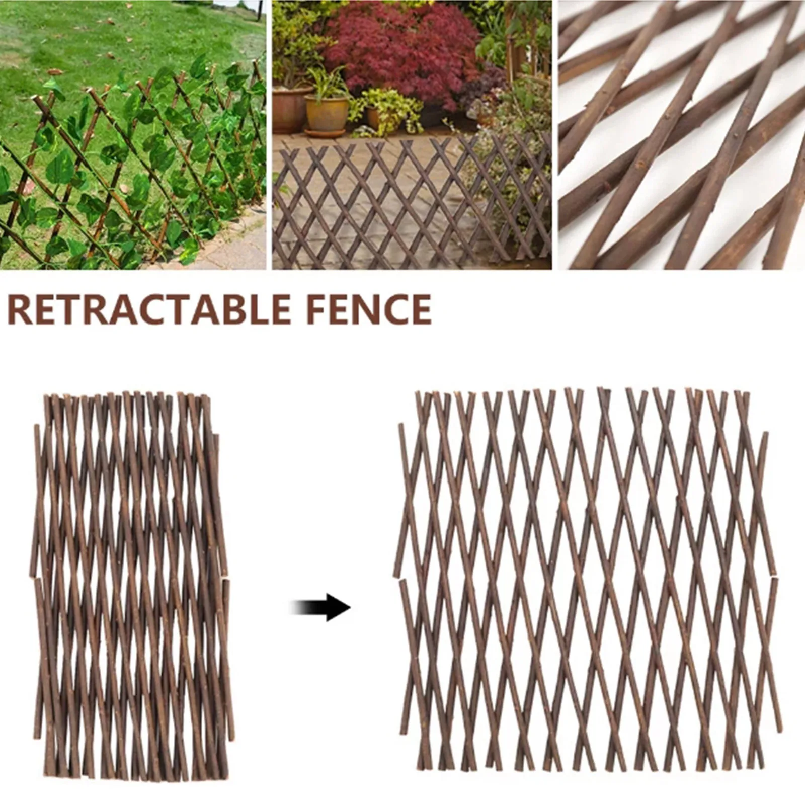 40cm Single Expandable Fence Decorative Garden Trellis Retractable Patio Barrier Outdoor Plant Support Privacy Screen Yard Fence