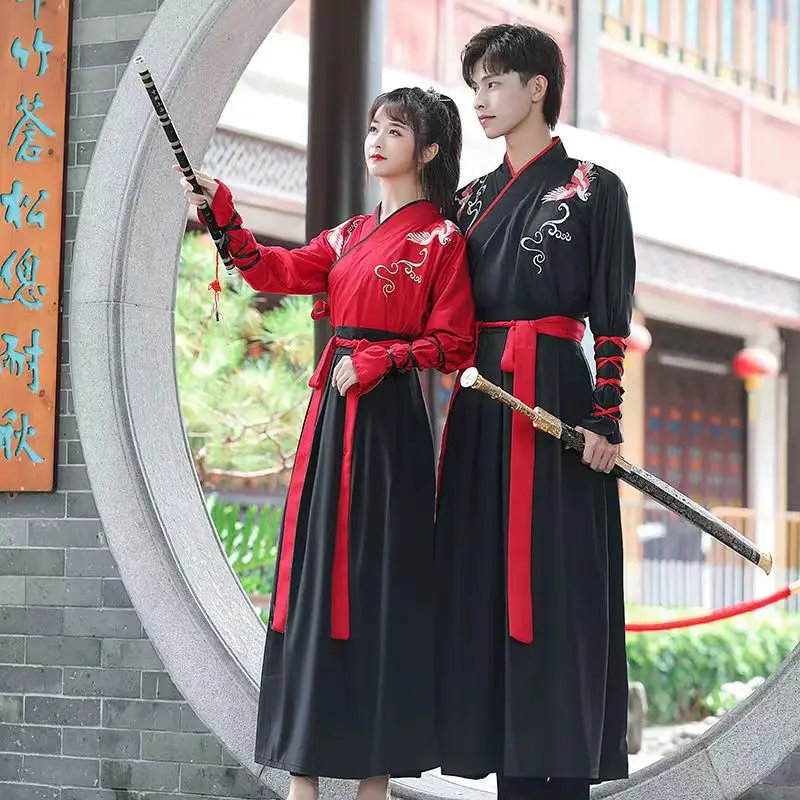 Han Element Diagonal Kragen Taille Länge Rock tägliche Verbesserung Hanfu chinesischen Stil Klasse Uniform alte Kostüm Kampfkunst