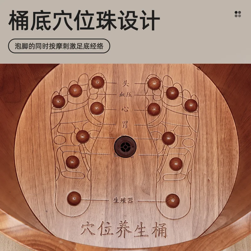 Foot bucket Solid wood thermal insulation wooden bucket with drainage Foot bath wooden basin