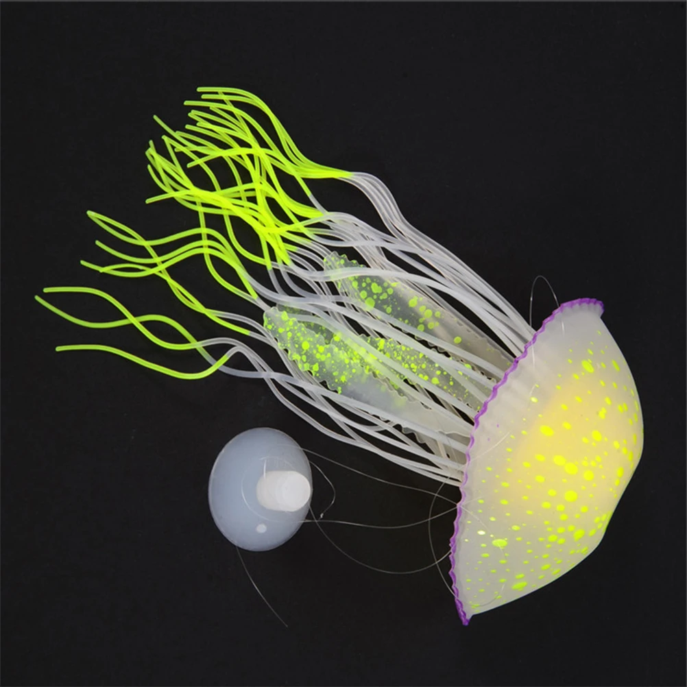 

Simulation Jellyfish Aquarium Decor Luminous Glowing Layout Adornment Yellow Fake Tank Decoration Prop for Fish Tank