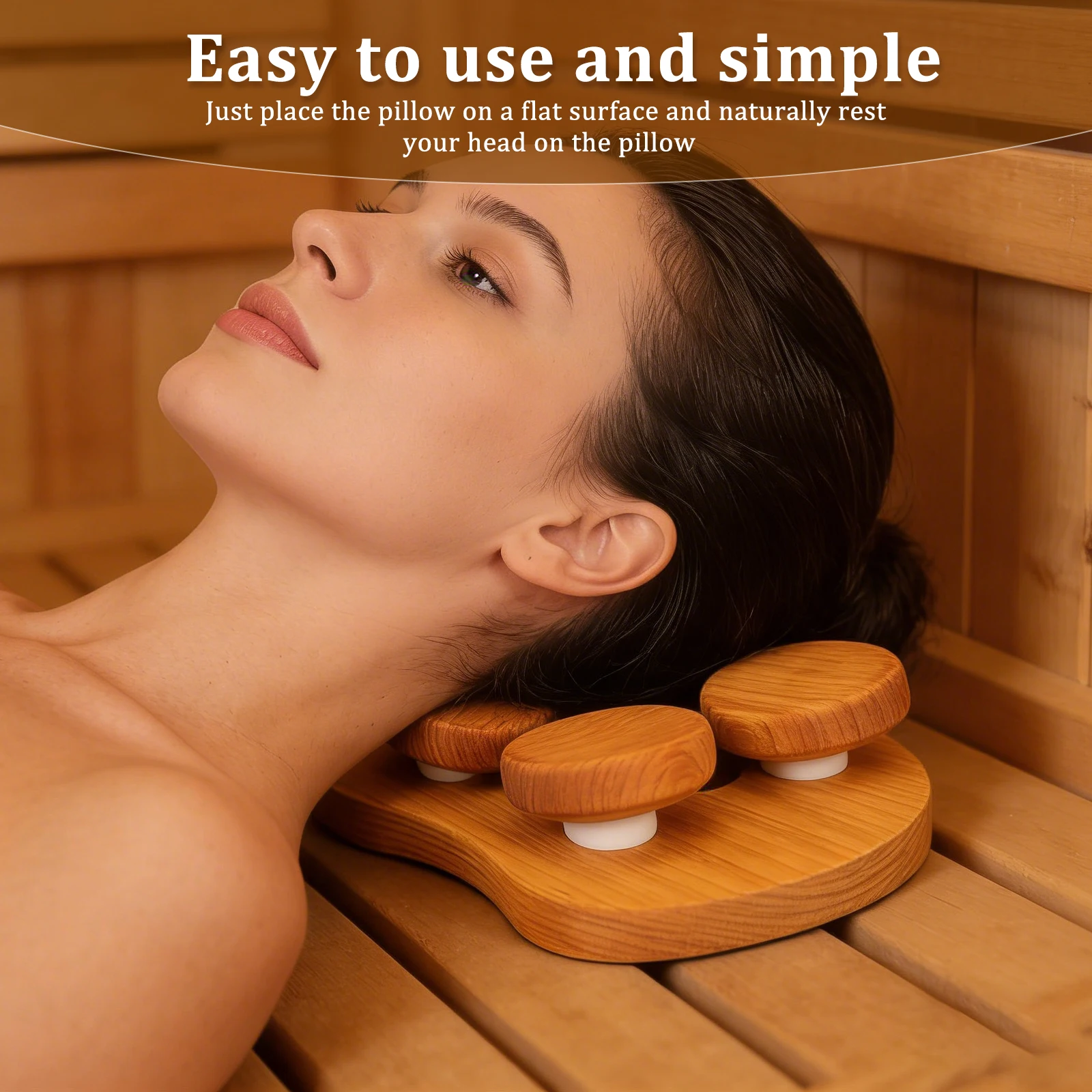 Wooden Sauna Headrest With Rotatable Disc Sauna Headrest For Relaxing Ergonomic Head Support Neck Pillow Sauna Accessory