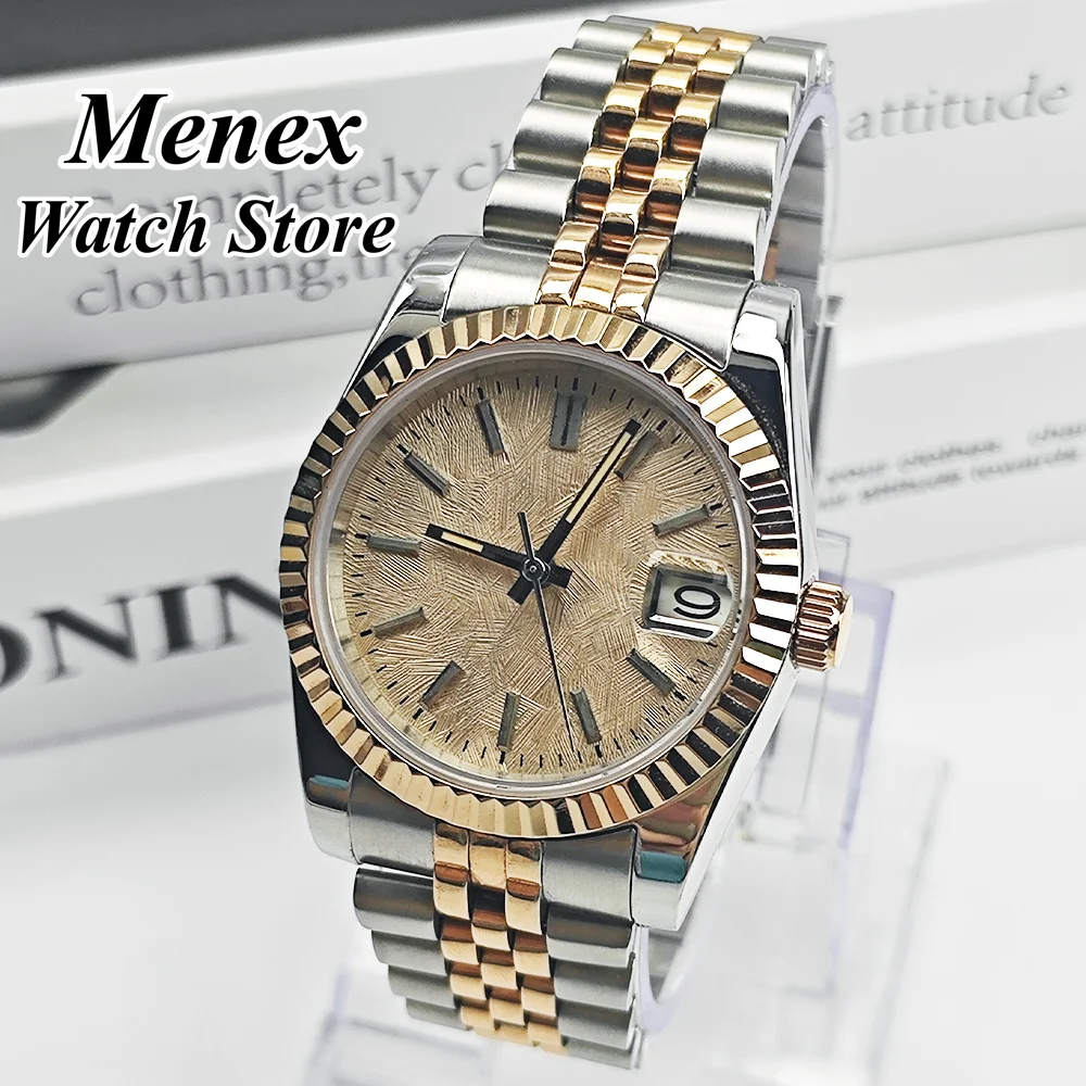 

Механические наручные часы NH35 с механизмом 36 мм/39 мм, мужские, из розового золота, с сапфировым стеклом, водонепроницаемые до 100 м, Reloj Hombre