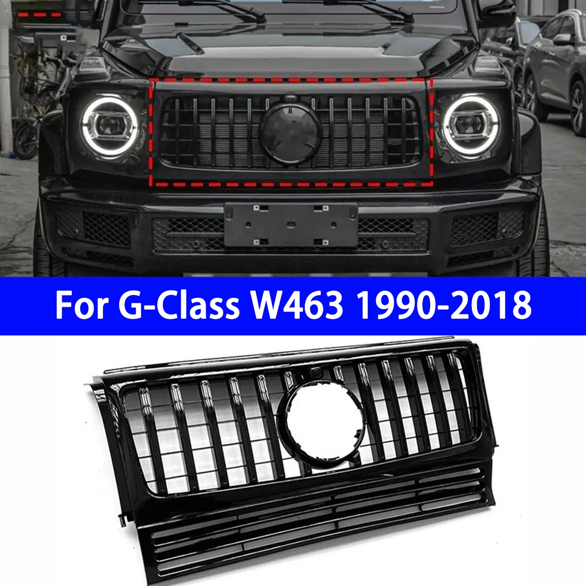 Adecuado para mercedes-benz Clase G G63 W463 G500 G55 G350d AMG rejilla delantera de plástico rejilla de parachoques