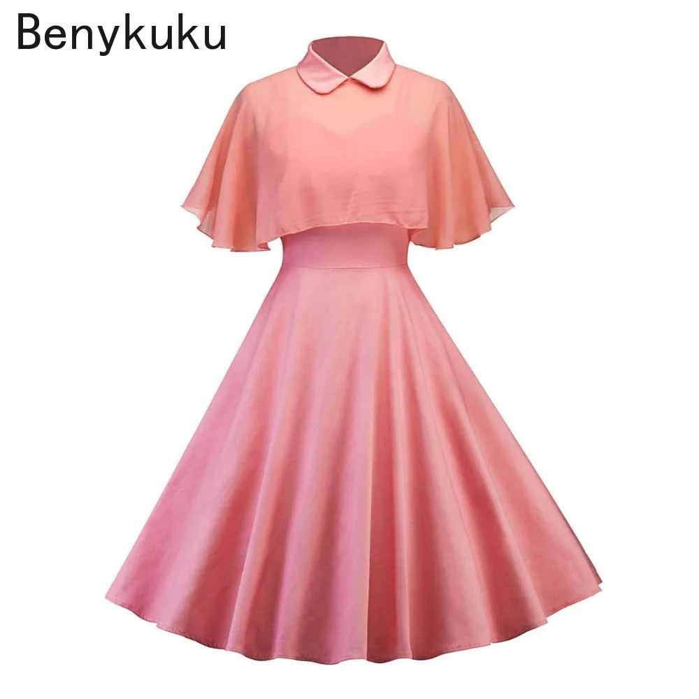 Abito nero con mantella gotica vintage da donna 2025 Autunno in due pezzi con maniche a mantella in rete Colletto alla Peter Pan Abiti da festa gotici retrò eleganti