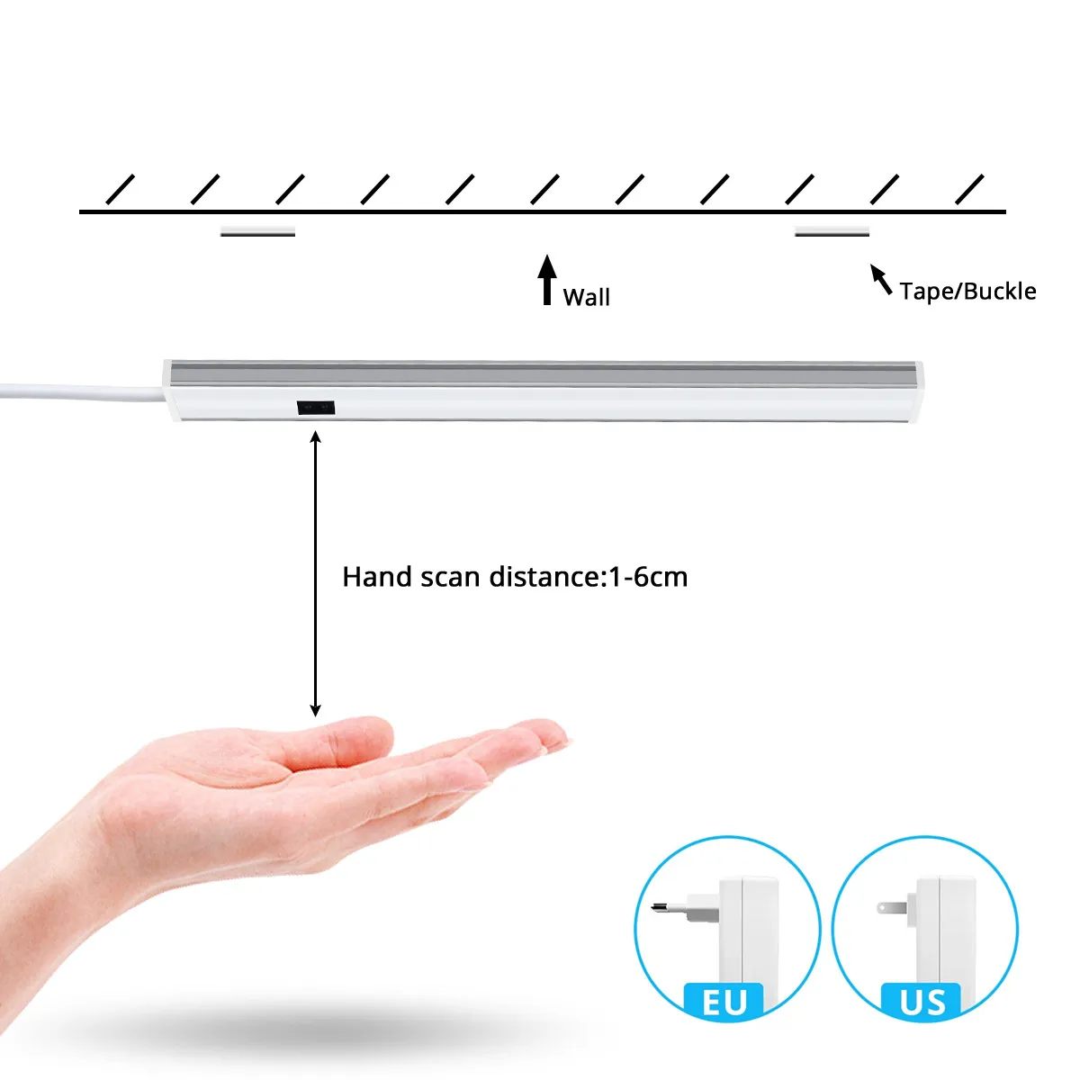 Imagem -03 - Conectável a 10m Tira de Luz Led com Interruptor de Varredura de Mão Inteligente 7w Lâmpada de Cozinha Backlight Alto Brilho Lâmpada de Guarda-roupa 12v