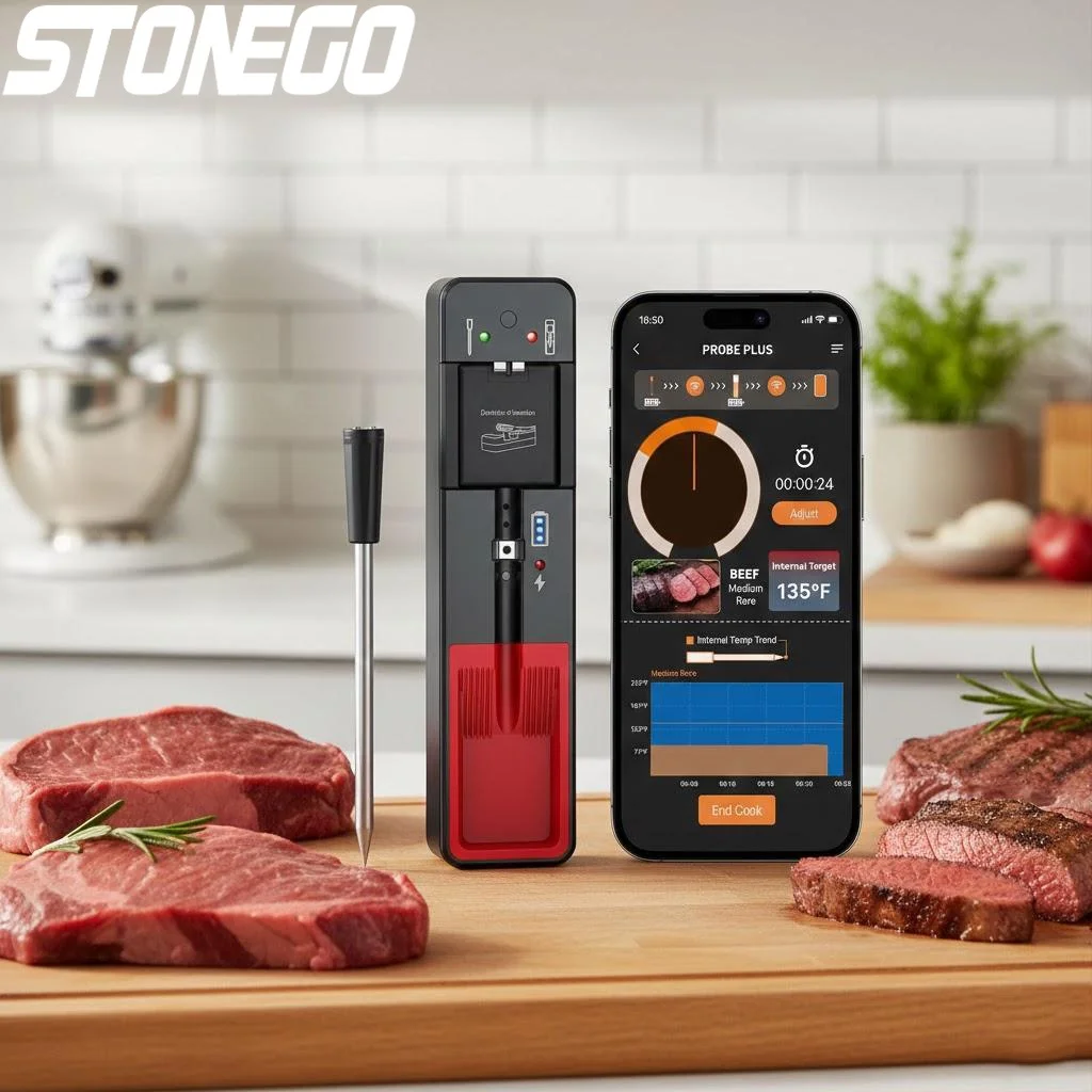 

Беспроводной Bluetooth-термометр для мяса с радиусом действия 360 футов, умный термометр для приготовления пищи на гриле, в духовке, на кухне, для коптильни и су-вид