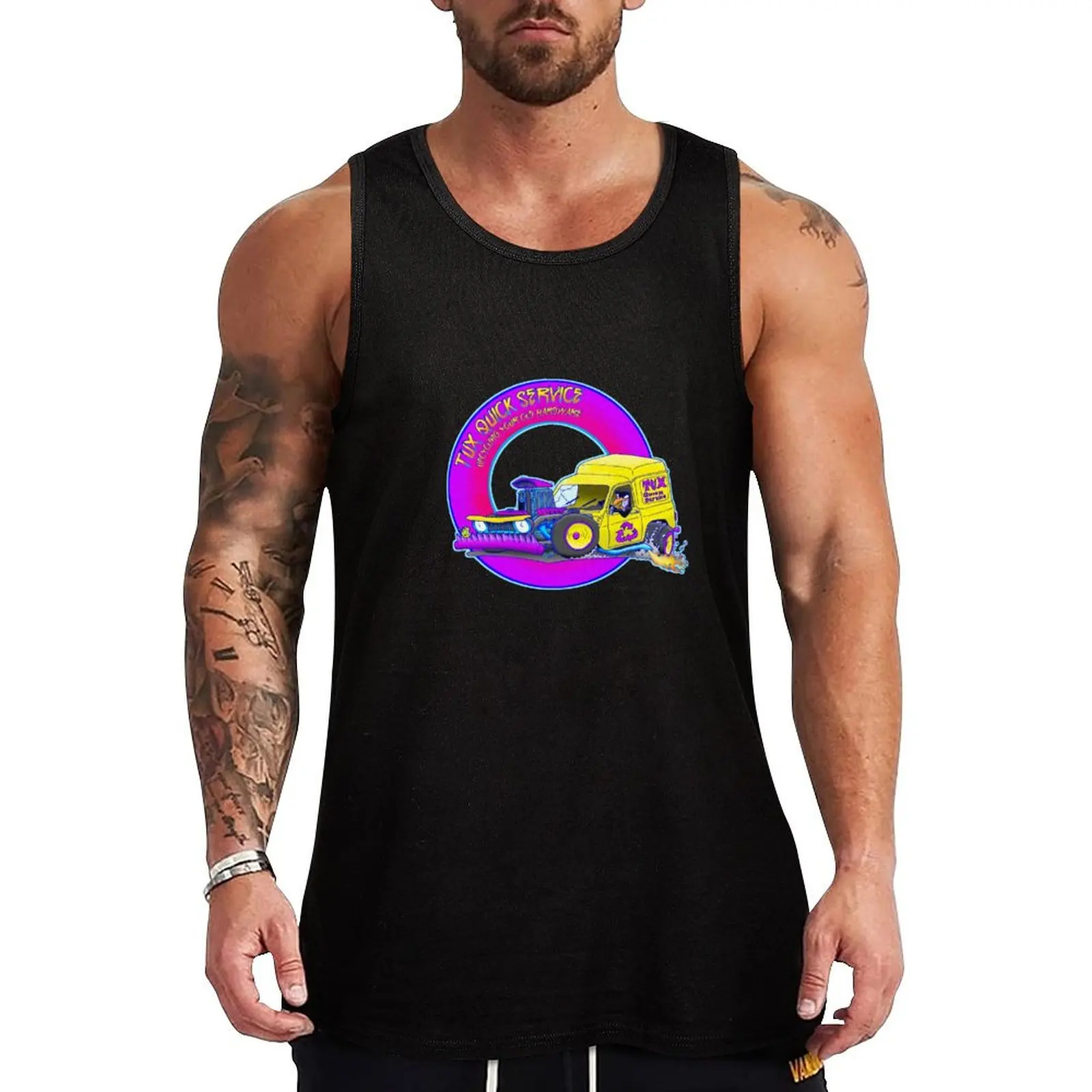 Tux Hot Rod Tank Top gym accessories man t-shirts for Men's gym muscle t-shirt