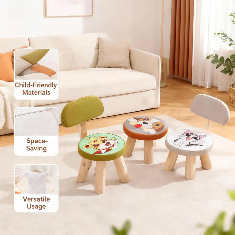 كرسي أطفال من الخشب الصلب مسند ظهر حديث الحد الأدنى مقعد صغير مريح مقعد طفل صغير مقعد أطفال لطيف الحضانة أثاث أطفال #1