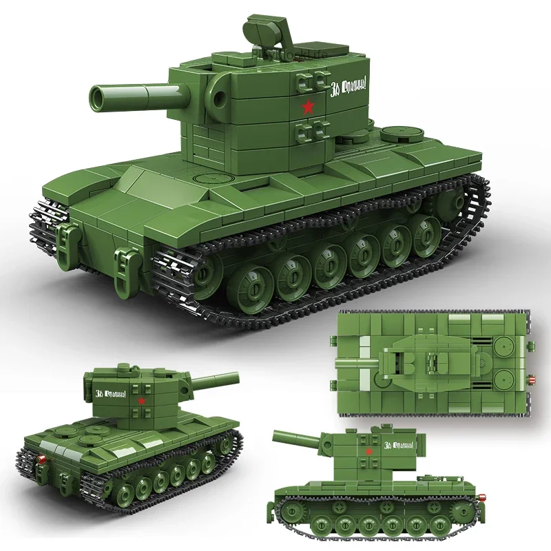 Soviet Army KV-2 Heavy Tank Building Blocks Ww2 Military World War Bricks Kid Educational Toys for Children Boy Christmas Gifts
