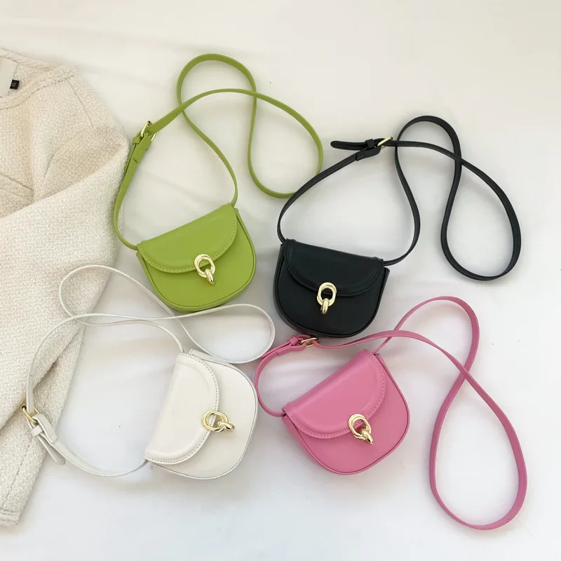 New Korean Version Small Girls Bag Candy Colors Fashion All-match PU Purse and Handbgs Princess Casual Side Bags for Girls