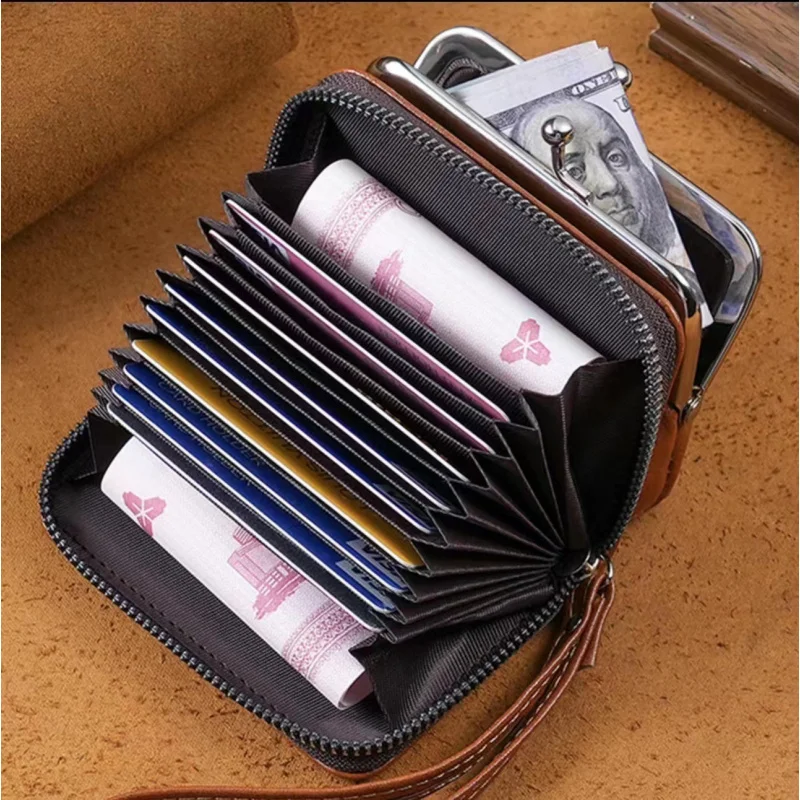 New women's wallet clutch bag with snap closure zipper pocket multi-card holder handbag compact organizer