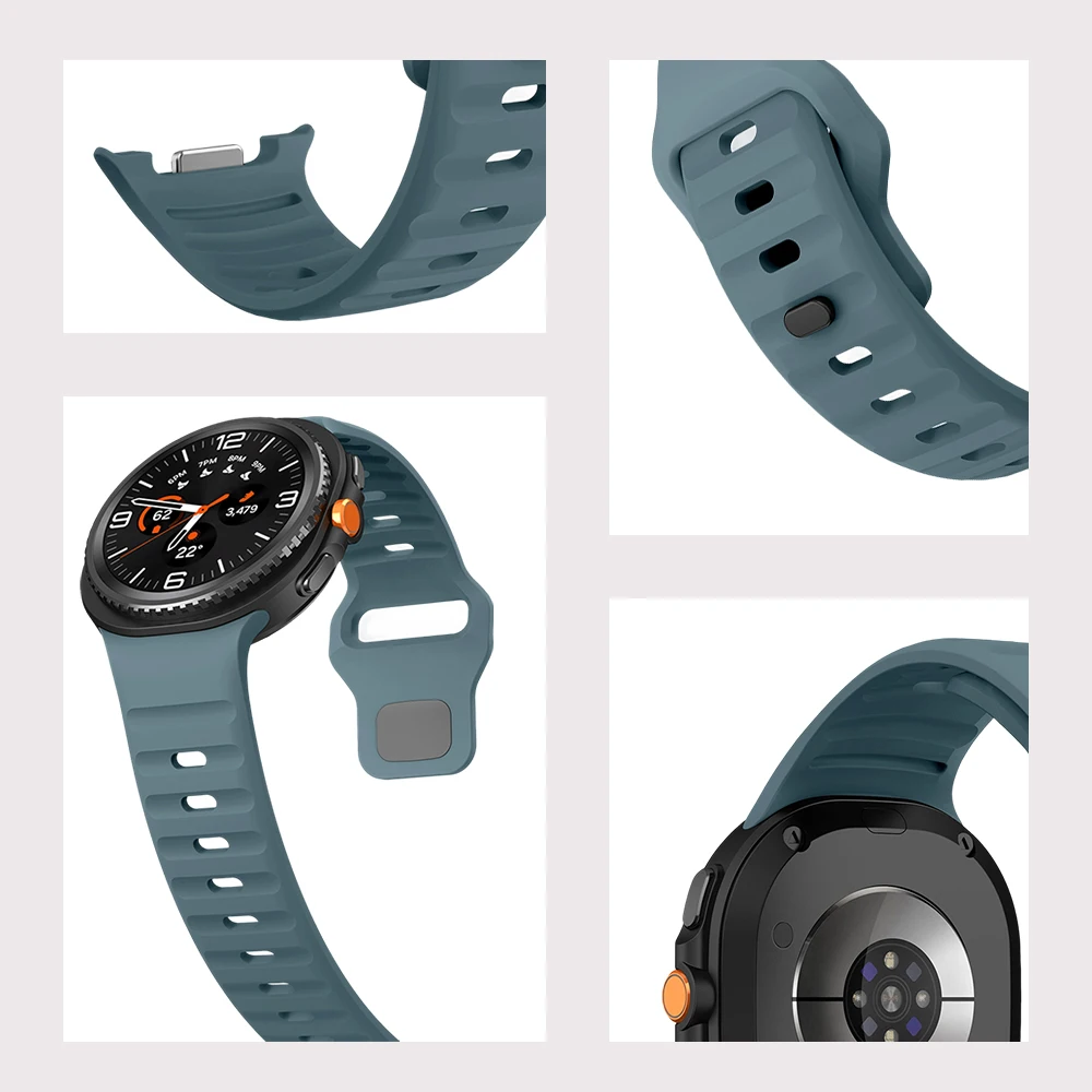 삼성 갤럭시 워치 8 40mm/44mm / 8 클래식 스포츠 통기성 러버 리버스 버클 손목 밴드 (갤럭시 워치 8 44mm/40mm 호환)