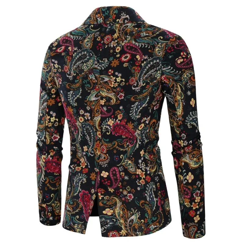 Plus Size XXL 3XL Fashion Men Slim Fit Casual Blazers  Printing Suits Coat Man Clothes