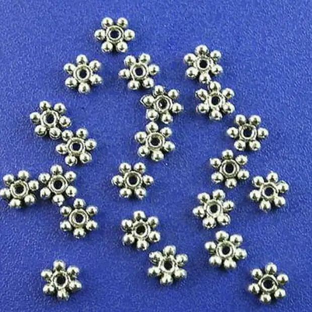 80pcs 6.2mm hole:1.2mm Tibetan silver daisy flower spacer beads HWH2758
