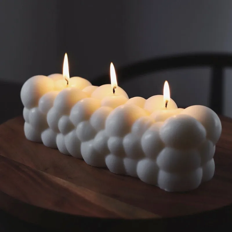 Molde grande de silicona con forma de vela de nube de 29CM, bola de burbuja cuboide, cubo mágico, pastel, Chocolate, molde de silicona, suministros de herramientas para hornear, molde de jabón