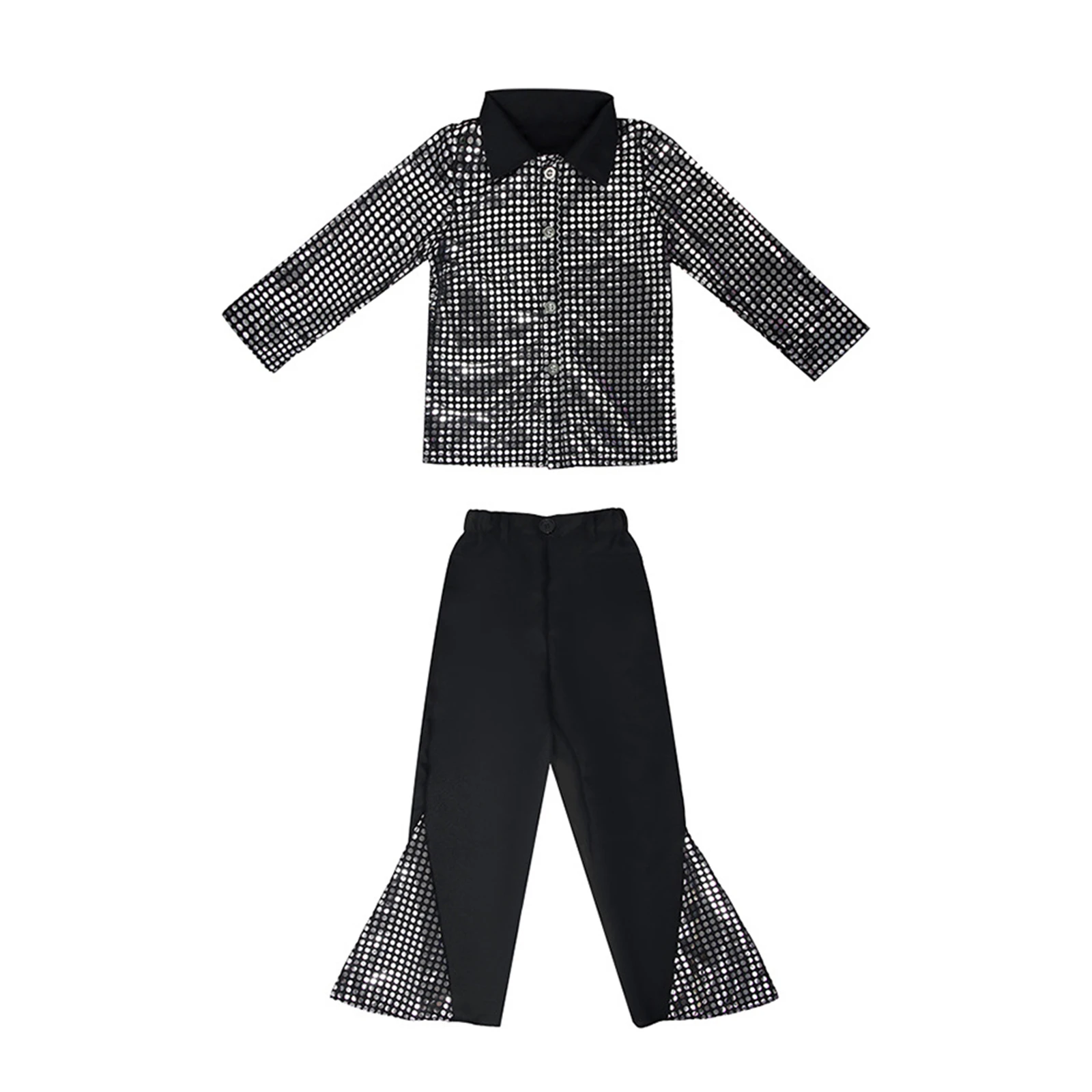Boys 70s 80s Retro Disco Sparkle Flare Jumpsuit Party Prom Halloween Cosplay Costume view 5