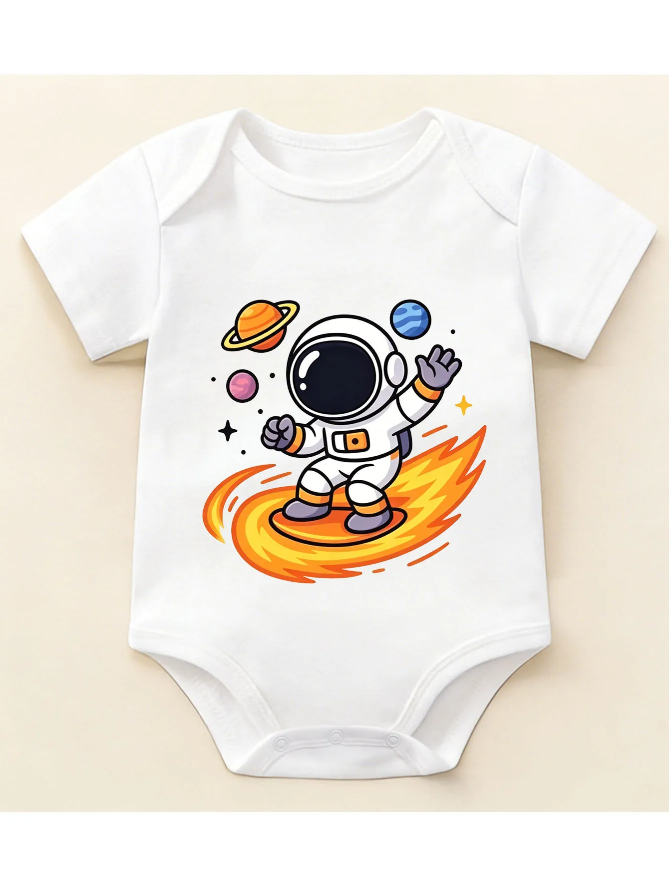 Summer Infant and Toddler Clothing, Printed Pure Cotton Short-Sleeve Breathable Baby Bodysuit, Perfect for Outdoor Short Sleeve