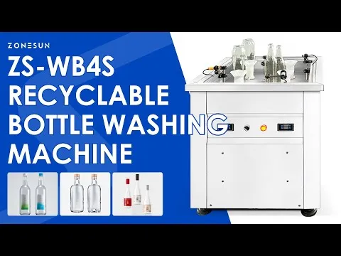 ZONESUN ZS-WB4S Semi-Auto Bottle Washer Rinser 900BPH Recyclable Glass PET Plastic Bottle Washing Machine Jar Cleaning Equipment