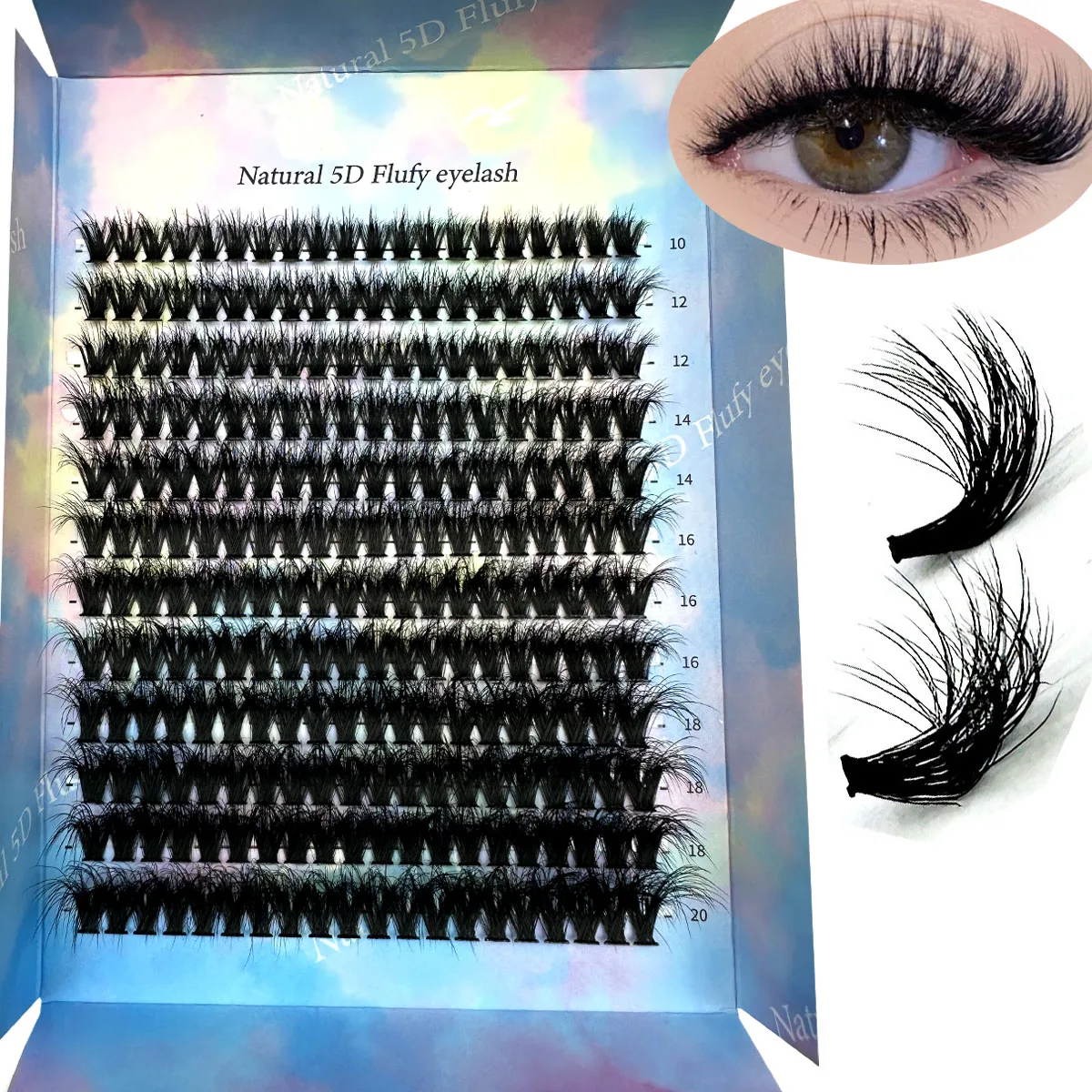 10boxes 5D Fluffy Eyelashes 80D Thick Eyelashes 10-20MM Fake Mink Skin Eyelashes 3D Single Eyelash Cluster DIY Eyelash Extension