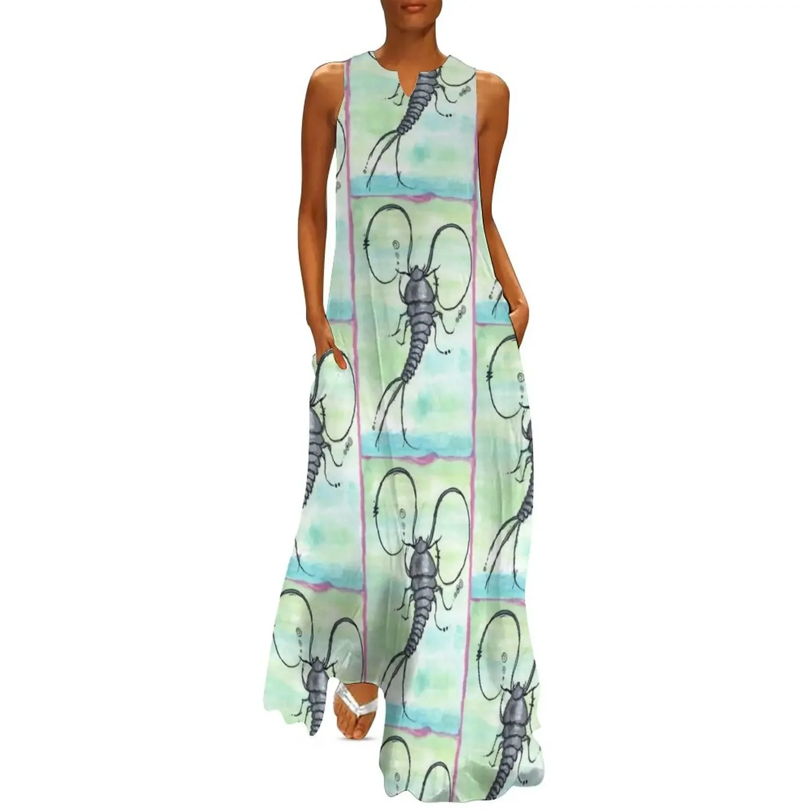 

Insect Silverfish / Kaki Needledwarf Art Long Dress evening dress ladies Women's dresses Dress