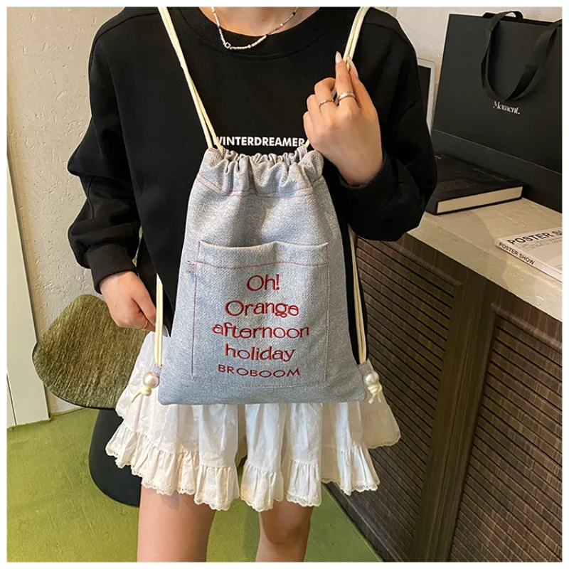 

2025 Drawstring Backpack Tote, Large Capacity Waterproof Crossbody Shoulder Bag for Women Travel Gym Storage