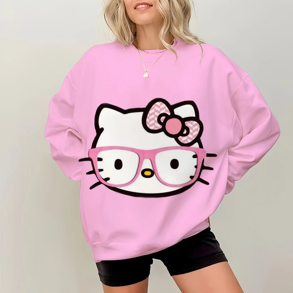 Lässiger Kapuzenpullover mit Hello Kitty-Aufdruck für Damen, kreativer Kapuzenpullover, All-Match-Straßenkleidung, Unisex-Pullover für Damen ﻿