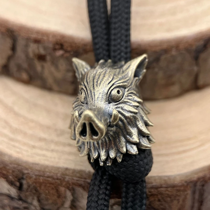Cute Boar Head Brass Knife Beads EDC DIY Paracord Woven Bracelets Lanyard Pendants Accessories Outdoor Tool Hangings Charms ﻿