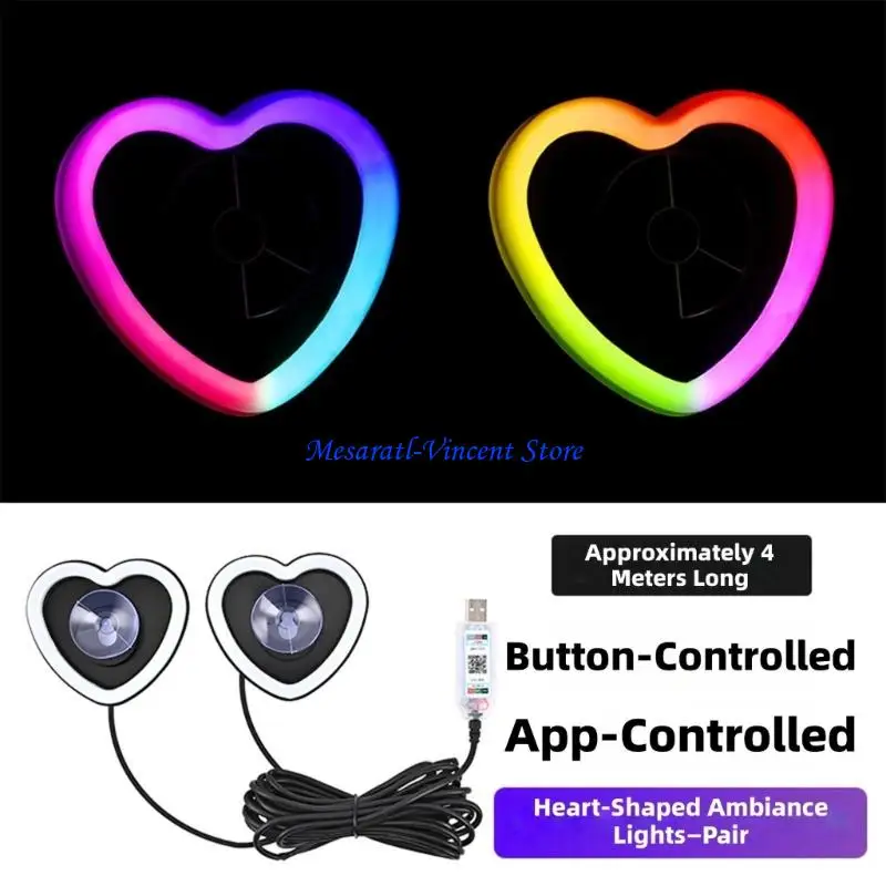 A70F Multicolor LED Light For Auto Triangle Window Heart-Shaped Simple Mounting