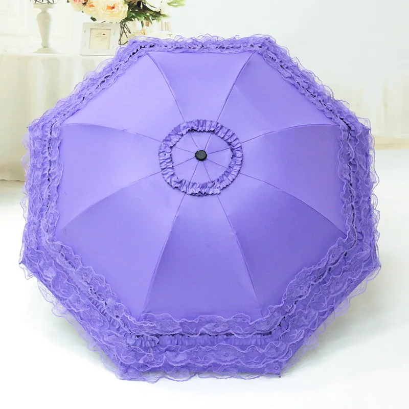 

Five-layer Lace Umbrella, Sun Protection, Sunshade, Three-fold Student Girl, Sunny or Rainy Dual-use Sun Umbrella
