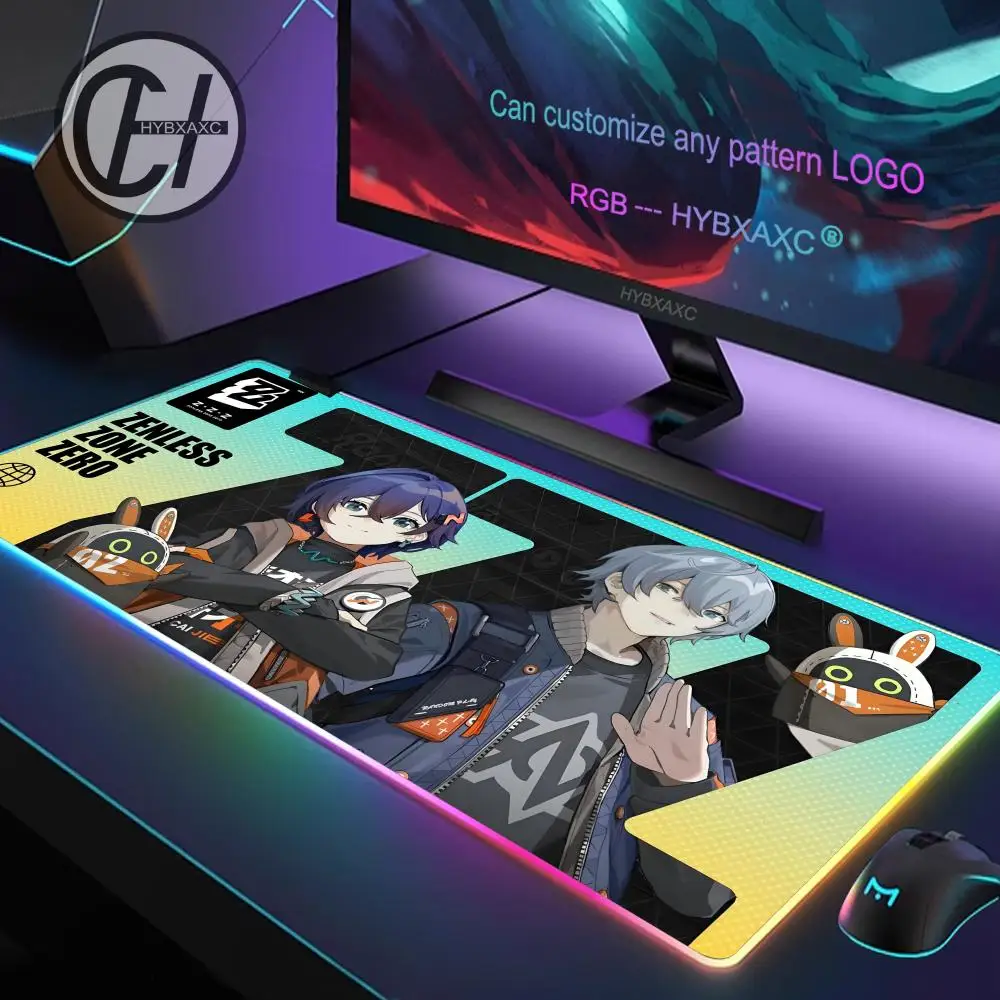 Zenless Zone Zero Mouse Pad RGB Gaming Mouse Pad Desk Mat HD Gamer Large LED Light XXL MousePads PC Computer Carpet